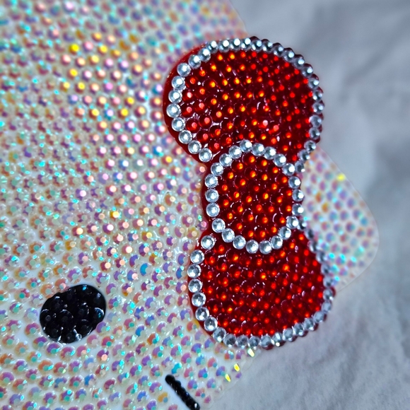 Hello Kitty Rhinestone Hand Mirror Classic With Red Bow Bewjeled Beauty Mirror - Picture 4 of 9